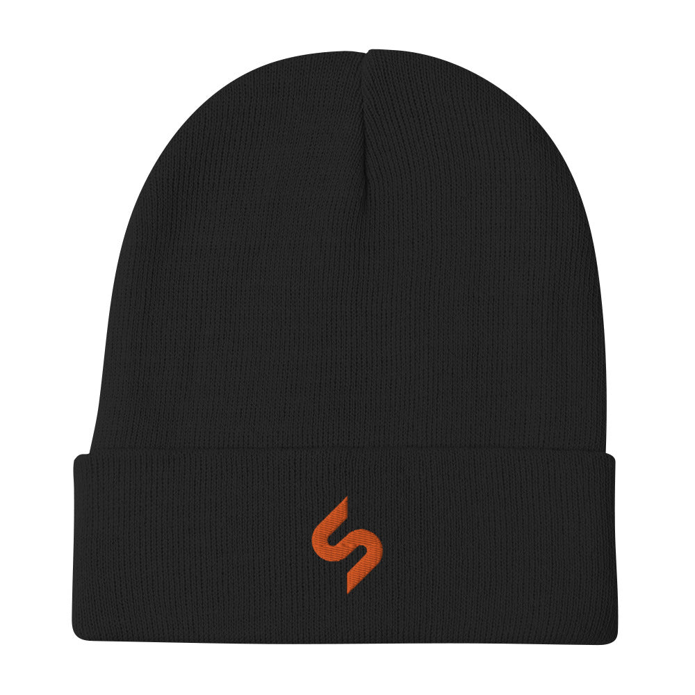Supreme 黒 ニット帽　ビーニー　Sロゴ knit-beanie-black-front-