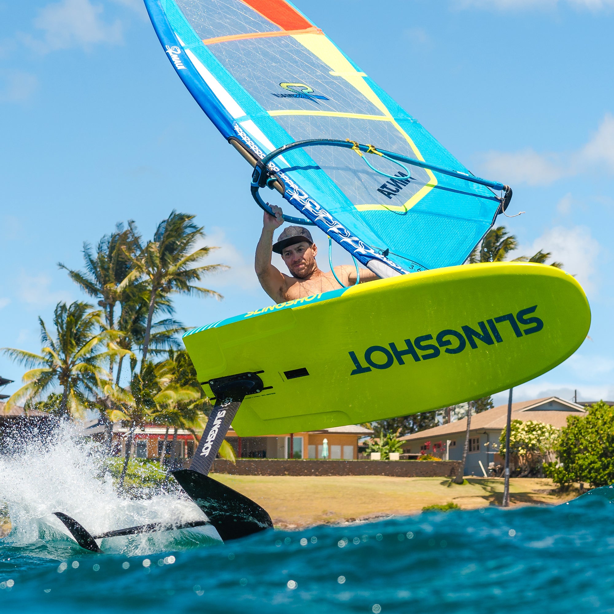 Windsurf foiling on a slingshot wizard and phantasm foil